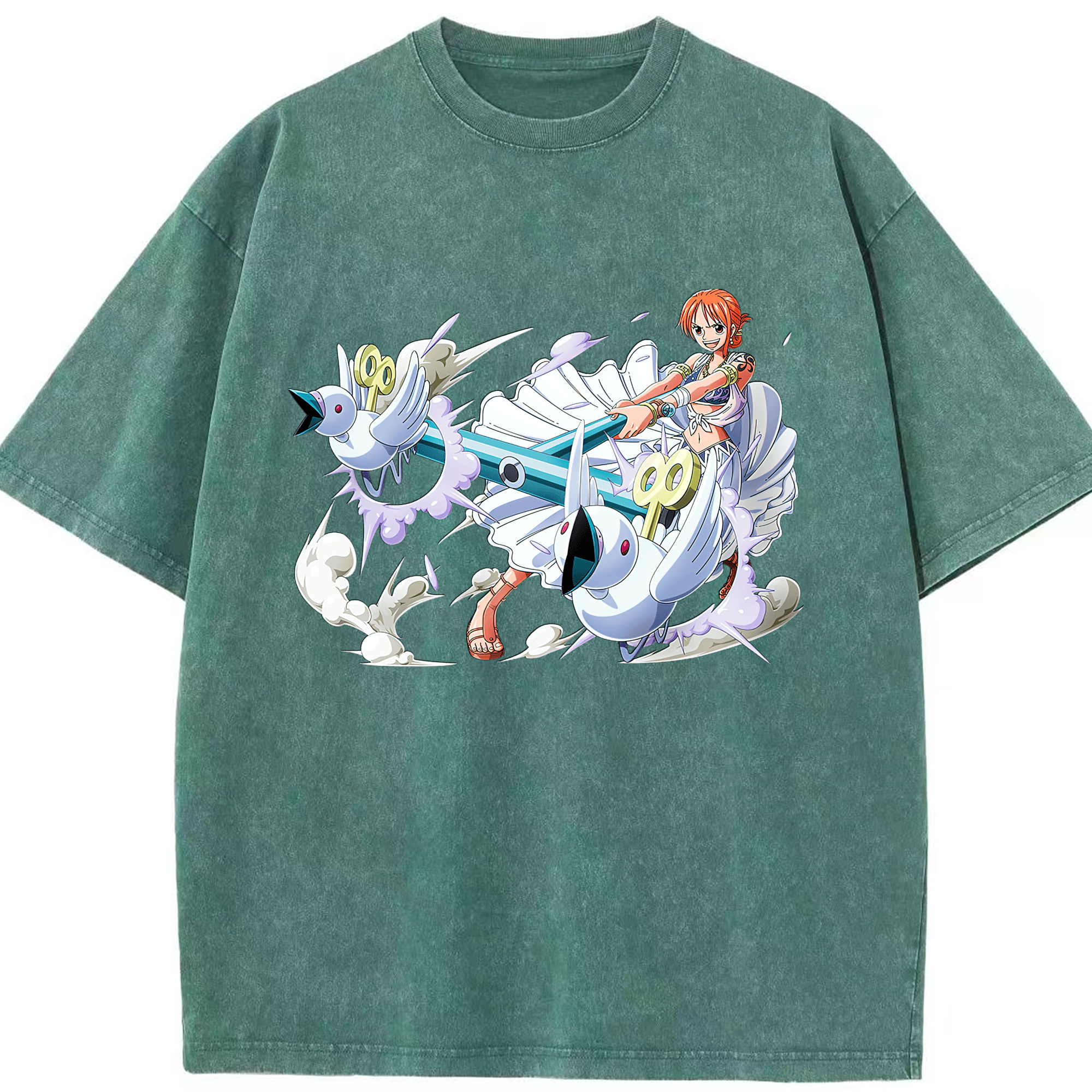 （画像用） ワンピース ナミ ONE PIECE Nami 綿100% ヴィンテージ風 半袖Tシャツ（フロントプリント）